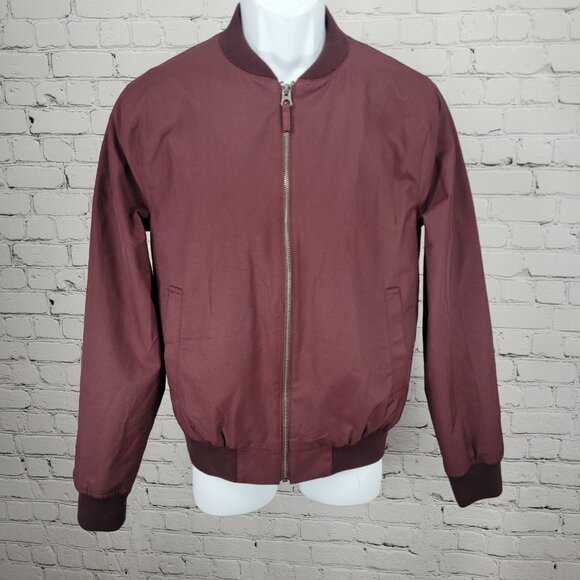 Bonobos Burgundy Lightweight Zip Lined Inner Pockets Bomber Jacket Small S - Picture 1 of 14